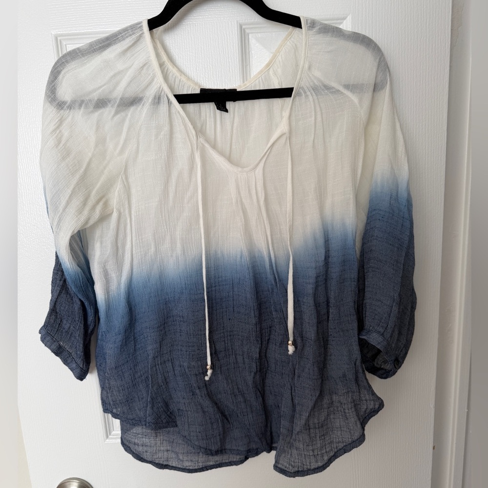 A. Byer Blue and White Ombre Blouse